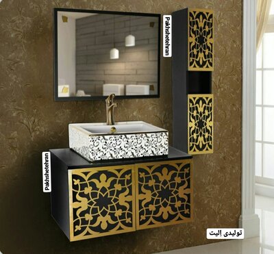 روشویی کابینت دار الدورادو مشکی80 سانت 