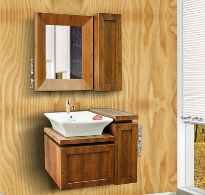 روشویی کابینت دار کاکتوس چوب 80 سانت 