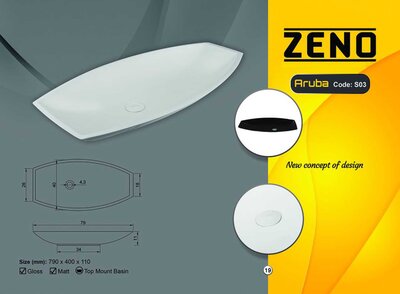سنگ روشویی zeno مدل آروبا ( S03 )