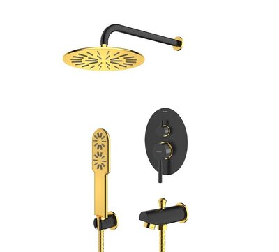 شیر و دوش حمام توکار شودر مدل روگن تیپ 4 رنگبندی BRASS