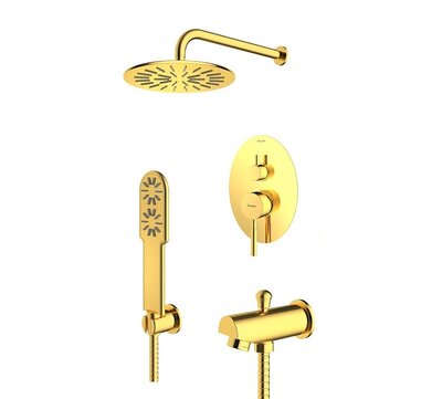شیر و دوش حمام توکار شودر مدل روگن تیپ 4 رنگبندی BRASS