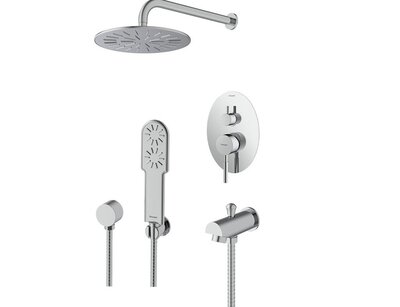 شیر و دوش حمام توکار شودر مدل روگن تیپ 4 رنگبندی BRASS