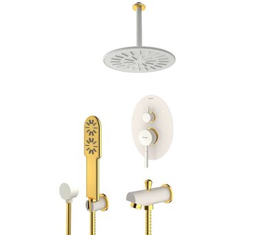 شیر و دوش حمام توکار شودر مدل روگن تیپ 4 رنگبندی BRASS
