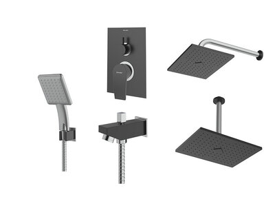 شیر و دوش حمام توکار شودر مدل رومر پلاس تیپ 4 رنگبندی BRASS