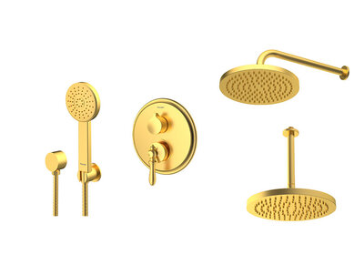 شیر و دوش حمام توکار شودر مدل زیگموند تیپ 3 رنگبندی BRASS