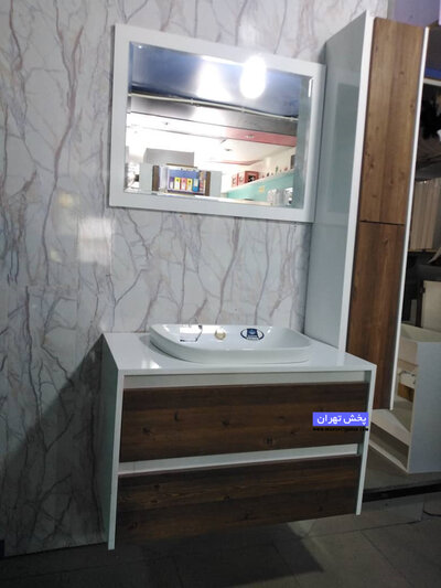 روشویی کابینت دار مدل ترانی سفید چوب 